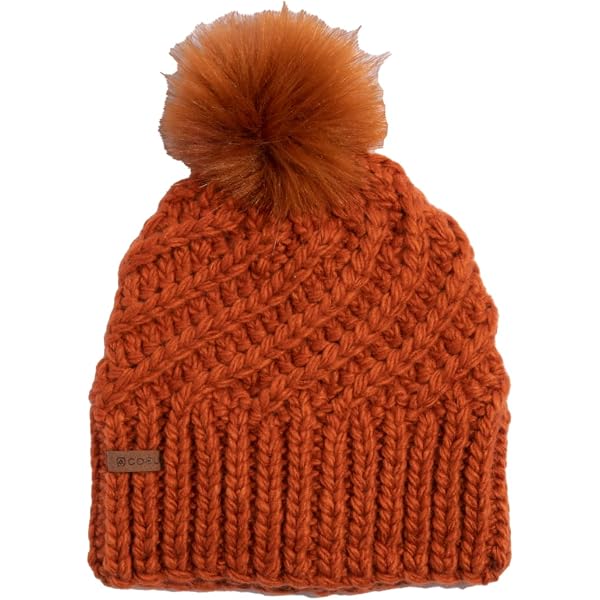 Frye Cable Beanie W/SELF POM Brick Red at Amazon Women display picture 1