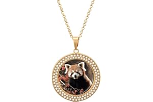 LOKLNEYK Red Pandas Necklace Round Coin Pendant Necklaces Charm Round Pendant Initial Necklaces Fashion Jewelry
