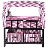 Naomi Home Kids Canopy Doll Crib with Baskets Espresso