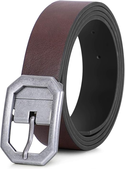 Womens Reversible Leather Belt Black and Dark Brown Fashion Belts for