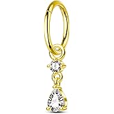 COCHARM Clicker Belly Button Rings 14G Gold Plated Belly Navel Rings for Women Dangle Navel Piercing Jewelry Stainless Steel 8/10MM