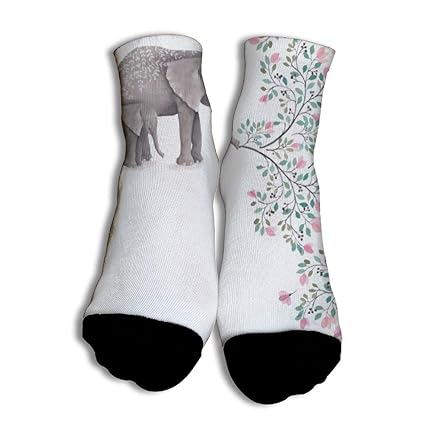 NOOU Füßlinge & Wandersocken für Herren & Damen Unisex Atmungsaktiv socken Elephant Green Leaf