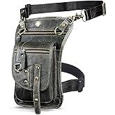 Le'aokuu Mens Genuine Leather Outdoor Sporting Hicking Waist Hip Pack Sling Messenger Shoulder Drop Leg Thigh Bag Pouches For Women (2141 2 Grey)