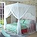 Mengersi 4 Corner Bed Canopy Curtain Bed Frame Draperies for Kids Girls Toddler (Twin, White)