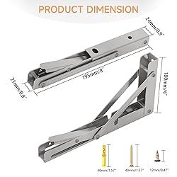 LSK 8 Inch Folding Shelf Brackets, Heavy Duty