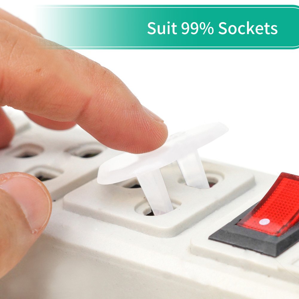 Esonstyle 40 Pack Outlet Plug Covers Clear Child Proof Electrical Protector Safety Caps ABS Environmentally Friendly Resin Material (White)