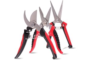 VASLON 3 Pack Garden Pruning Shears,Stainless Steel Garden Shears,Garden Scissors,Garden Clippers,Pruning Snips,Branch Cutter