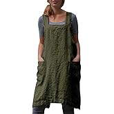 YESDOO Cotton Linen Apron Cross Back Apron for Womens with Pockets Pinafore Dress for Baking Cooking