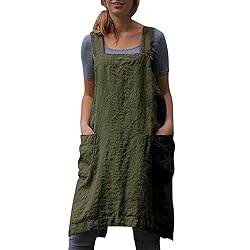 YESDOO Linen Apron Cross Back Apron for Women with