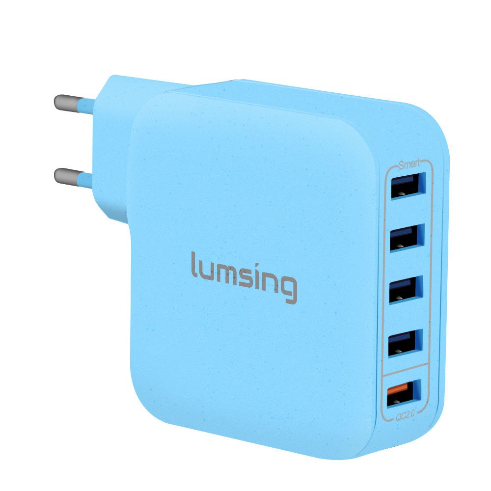 Lumsing Caricabatterie da muro parete 5 Porte USB (4 Porte Intelligenti + 1 Porta Quick Charge)