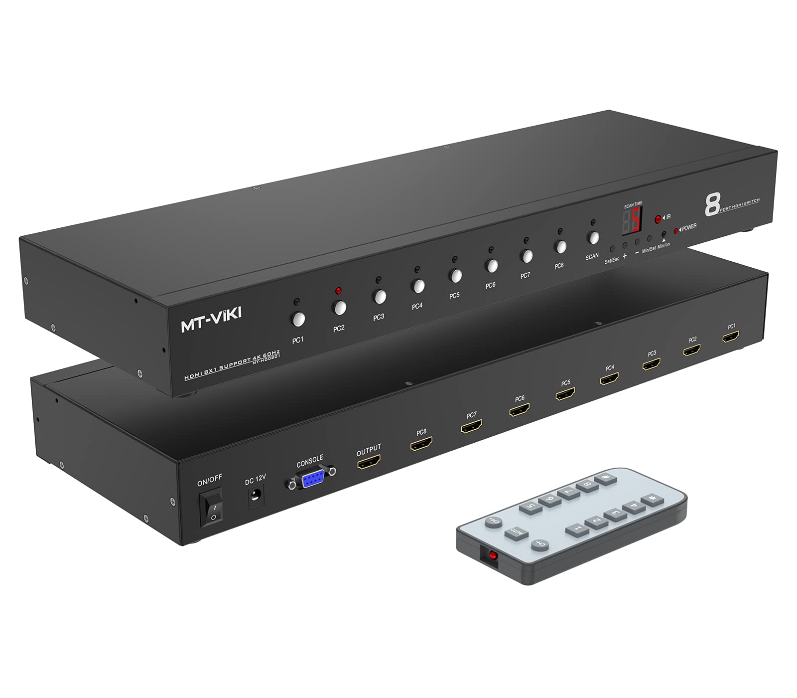 Photo 1 of MT-VIKI Rack Mount HDMI Switch, 8 Ports HDMI Switch 8 in 1 Out 4K@60Hz (4:4:4) HDCP2.2 + Rackmount-Ears+RS232 +Auto Swtich, Auto Scan (8x1)