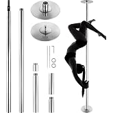 VEVOR Professional Dancing Pole, Spinning Static Dancing Pole Kit, Portable Removable Pole, 45mm Heavy-Duty Stainless Steel Pole, Height Adjustable Fitness Pole, for Exercise Home Club Gym, Silver