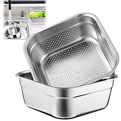 BOSREROY 34.8CM Stainless Steel Square Colander and