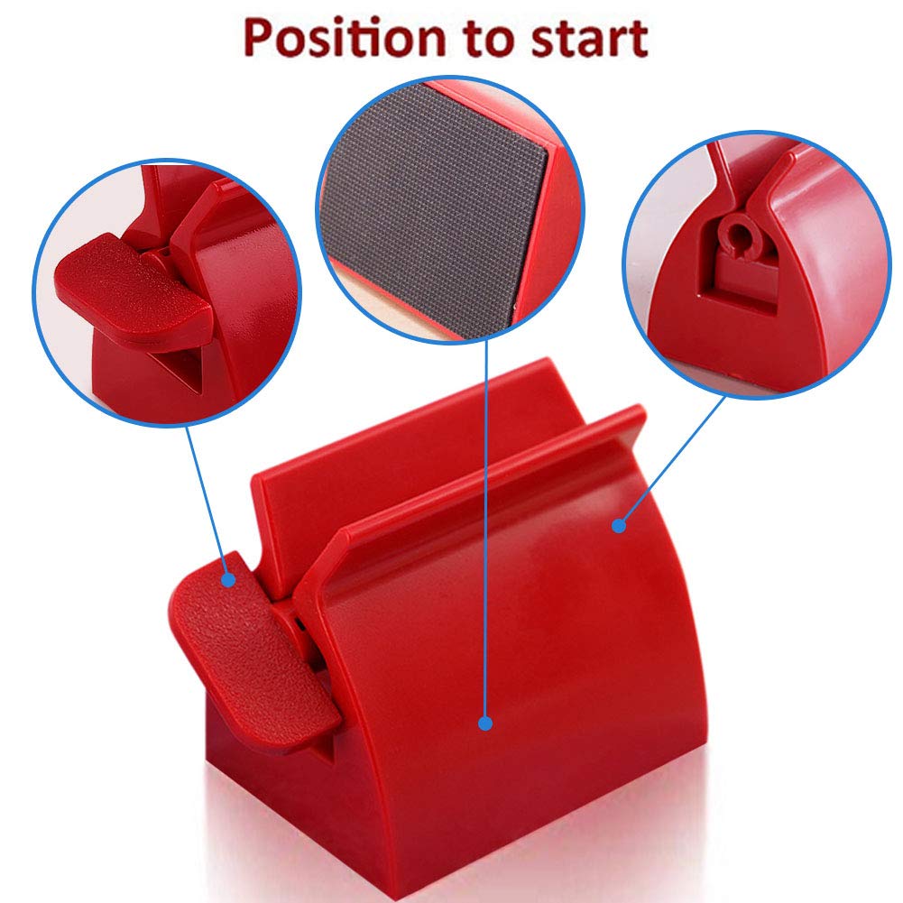 Johouse Toothpaste Squeezer, Set of 4 Rolling Toothpaste Tube Squeezers Toothpaste Tube Holder Multifunction Manual Rotate Toothpaste Dispenser Tube Squeezer Tool Stand for Bathroom