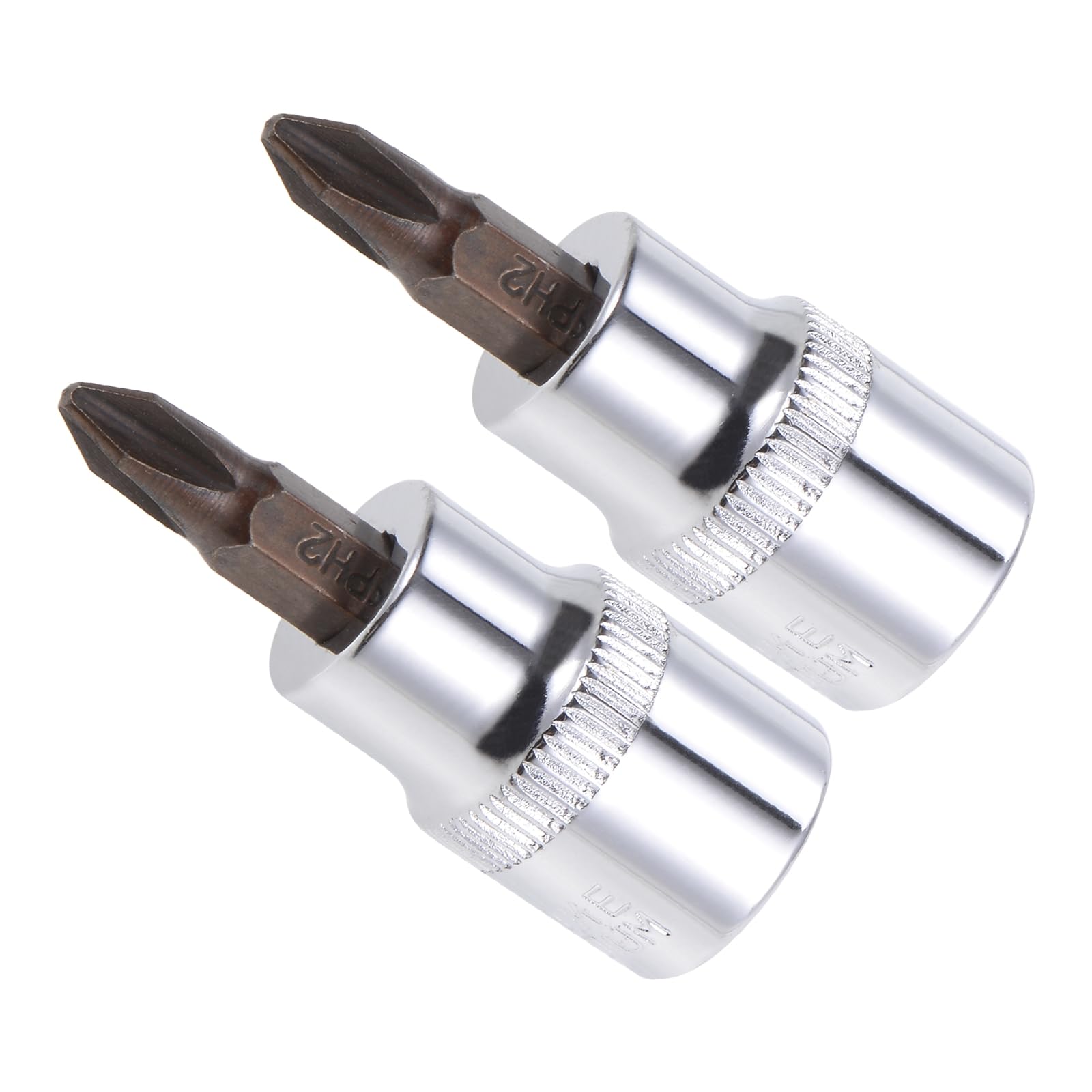 CoCud Phillips Bit Socket, PH2 Bit 3/8" Drive 1.89" Long, S2 Alloy Steel Heat Treated CR-V Socket - (Applications: for Fastener Application), 2-Pieces