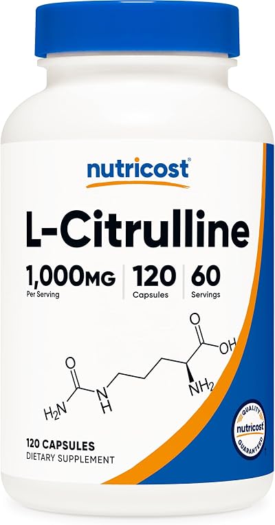 Nutricost L-Citrulline 500mg 120 Capsules Gluten Free Non-GMO Brand Nutricost