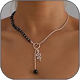 TACBSP Gothic Snake Necklace for Women Layered Snake Pandent Necklace Punk Dark Beaded Choker Necklace Emo Hallowen Jewelry Gift