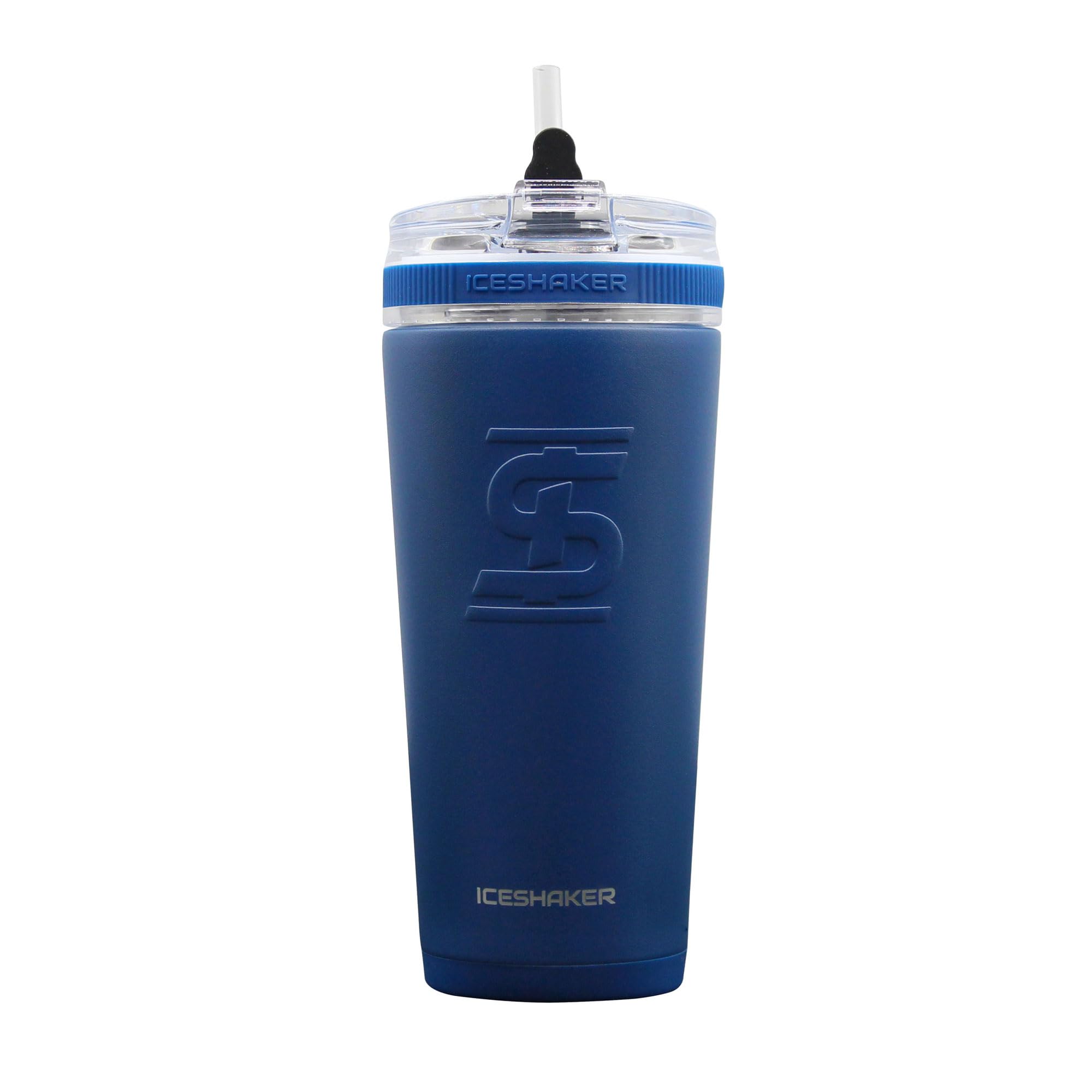 Ice Shaker 26 Oz Stainless Steel Bottle, Insulated Water Bottle with Straw, Navy