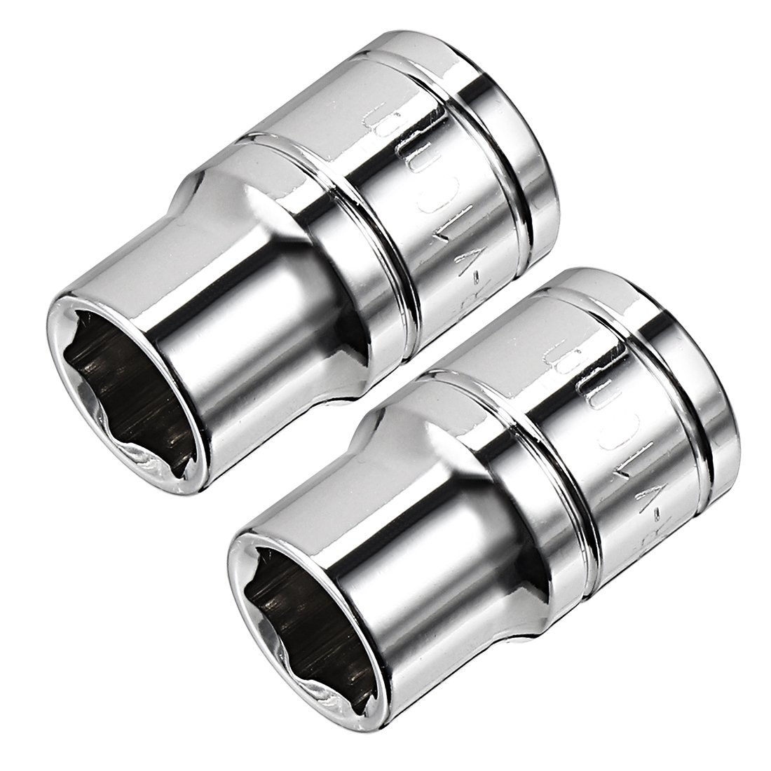 sourcing map 2 Pcs 3/8-Inch Drive 10mm 6-Point Shallow Socket, Metric, Cr-V