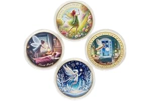 Lot de 4 pièces de monnaie en forme de fée des dents pour enfants - Récompense commémorative - Cadeau pour enfants perdus