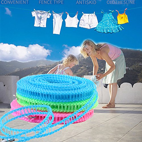 2 PACK Nylon Clothesline Windproof Clothes Drying Rope Travel Clothes Line Portable Laundry Line