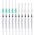 BSTEAN 1ml Syringe with 18Ga 1.5 Inch Blunt Needle and Plastic Needle with Matching Cap (Pack of 10)