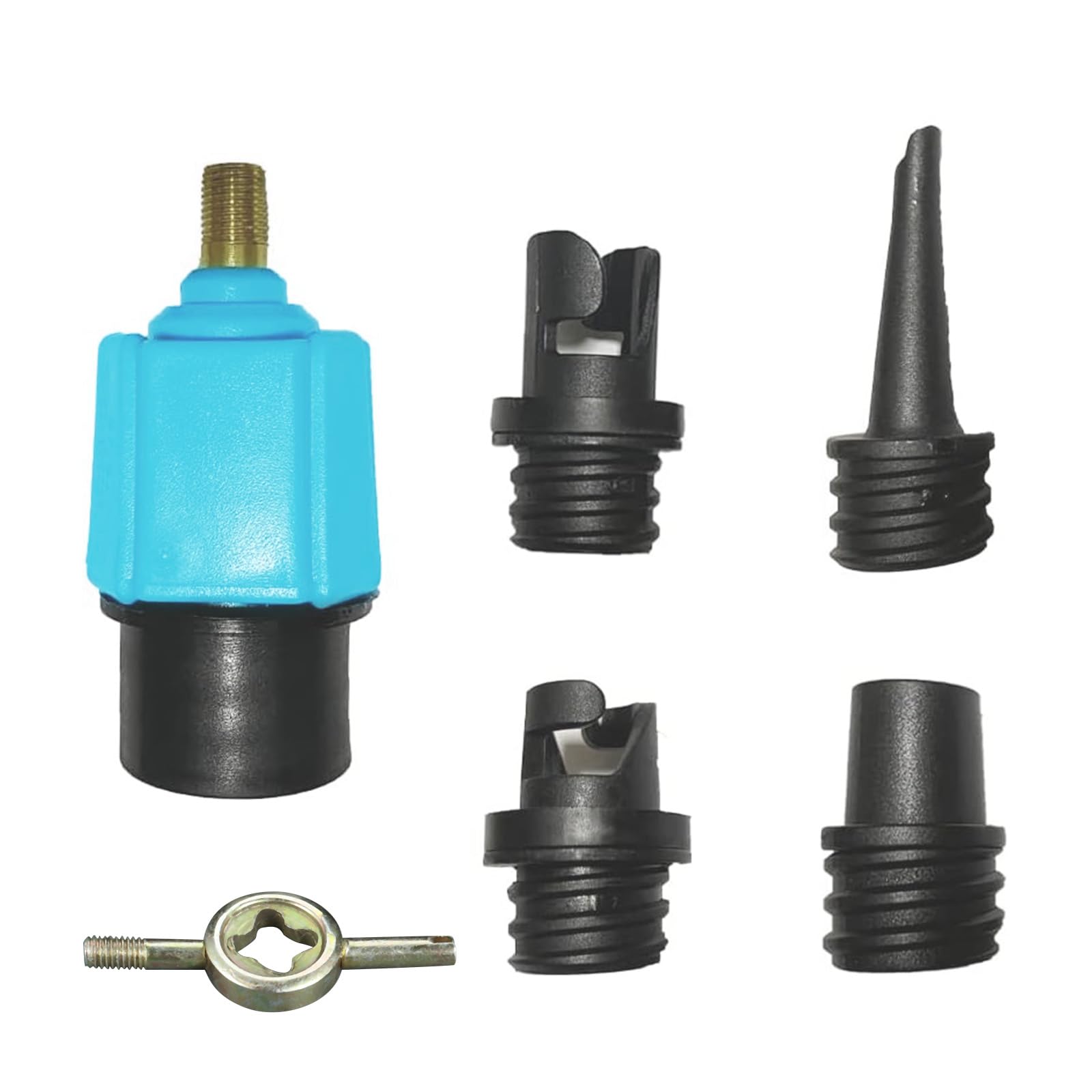 Yetaha Paddle Board Pump Adapter, 4 Nozzles SUP Pump Adaptor Air Pump Converter, Inflatable Pump Adaptors for Inflatable Boat, Stand Up Paddle Board, Inflatable Bed, Dinghy, Blue