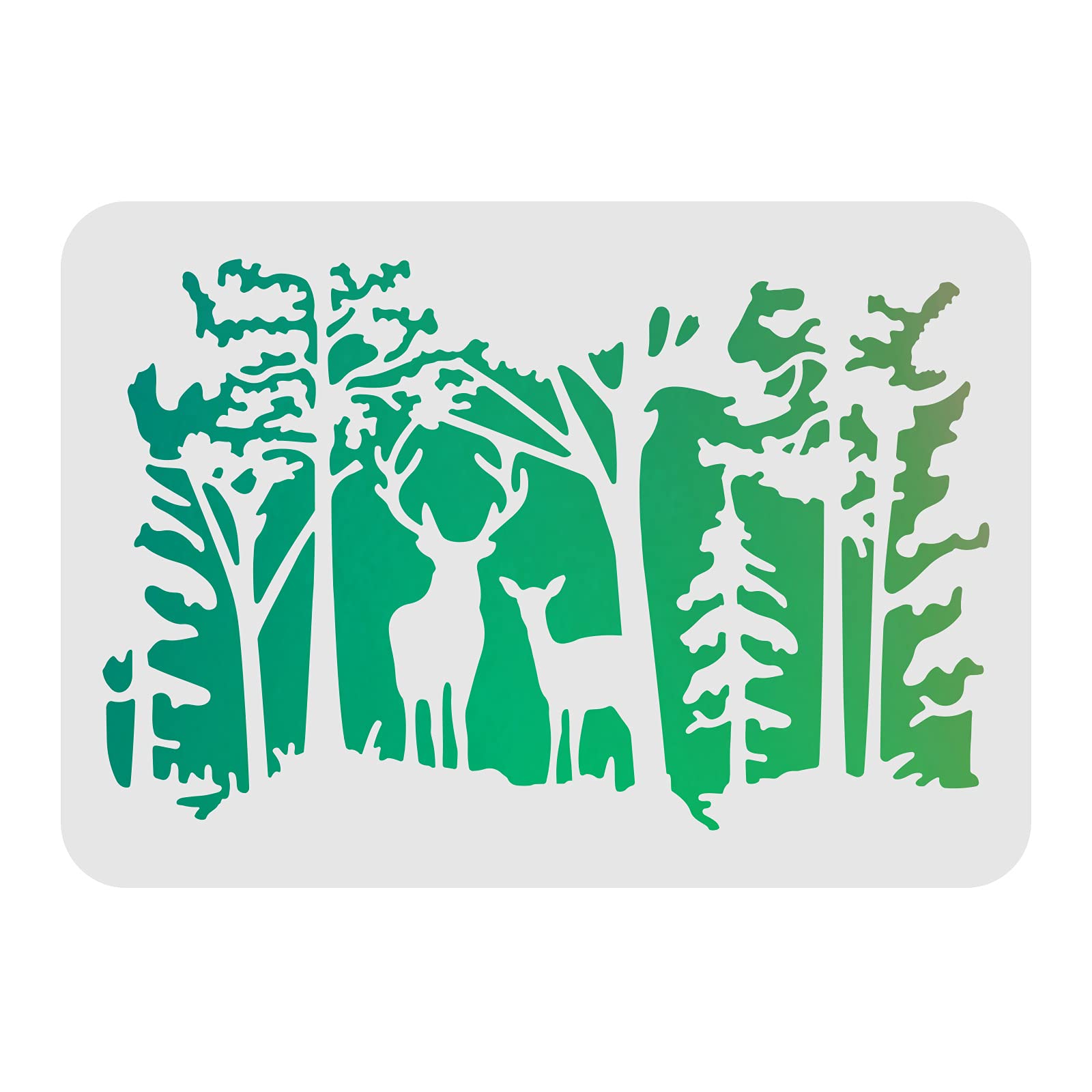 FINGERINSPIRE Decorative Template Deer Forest Stencils 29.7 x 21 cm Plastic Forest Deer Drawing Painting Stencils Rectangle Reusable Stencils for Painting