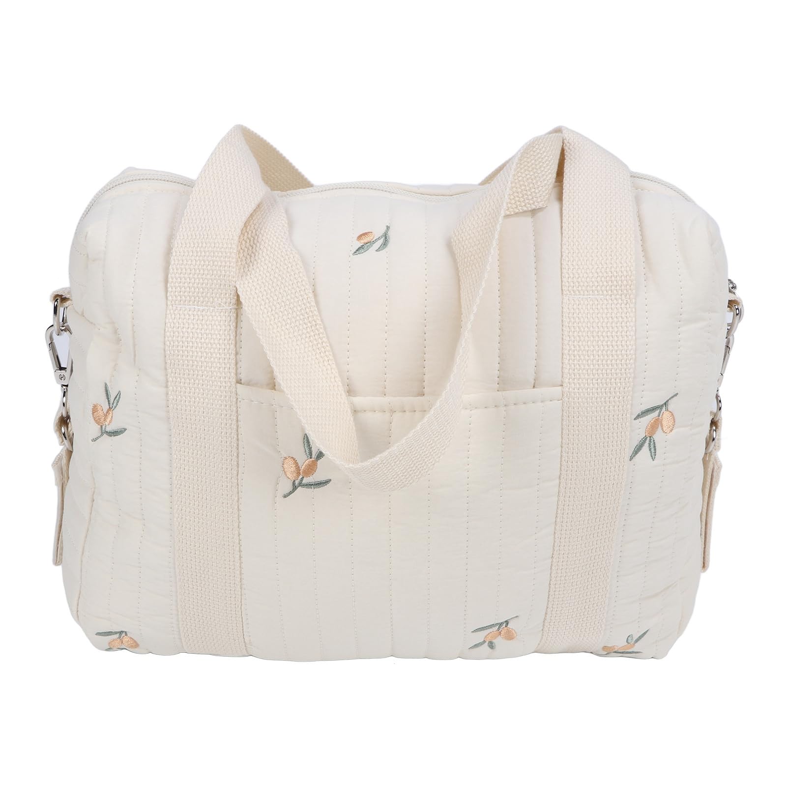 SUNGOOYUE Baby Stroller Storage Bag, Zipper Embroidery Universal Stroller Caddy Organizer Handbag (Olive Bag)