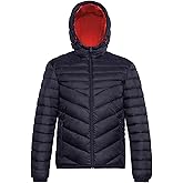 Rokka&Rolla Men's Lightweight Puffer Jacket Water-Resistant Hooded Winter Coat