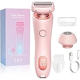 Electric Shaver for Women, 2 in 1 Waterproof Electric Razor, Silk Glide Pro Shaver, Rechargeable Cordless Hair Removal with 2 Removable Heads for Bikini, Leg, Arm, Underarm, Body (Pink)