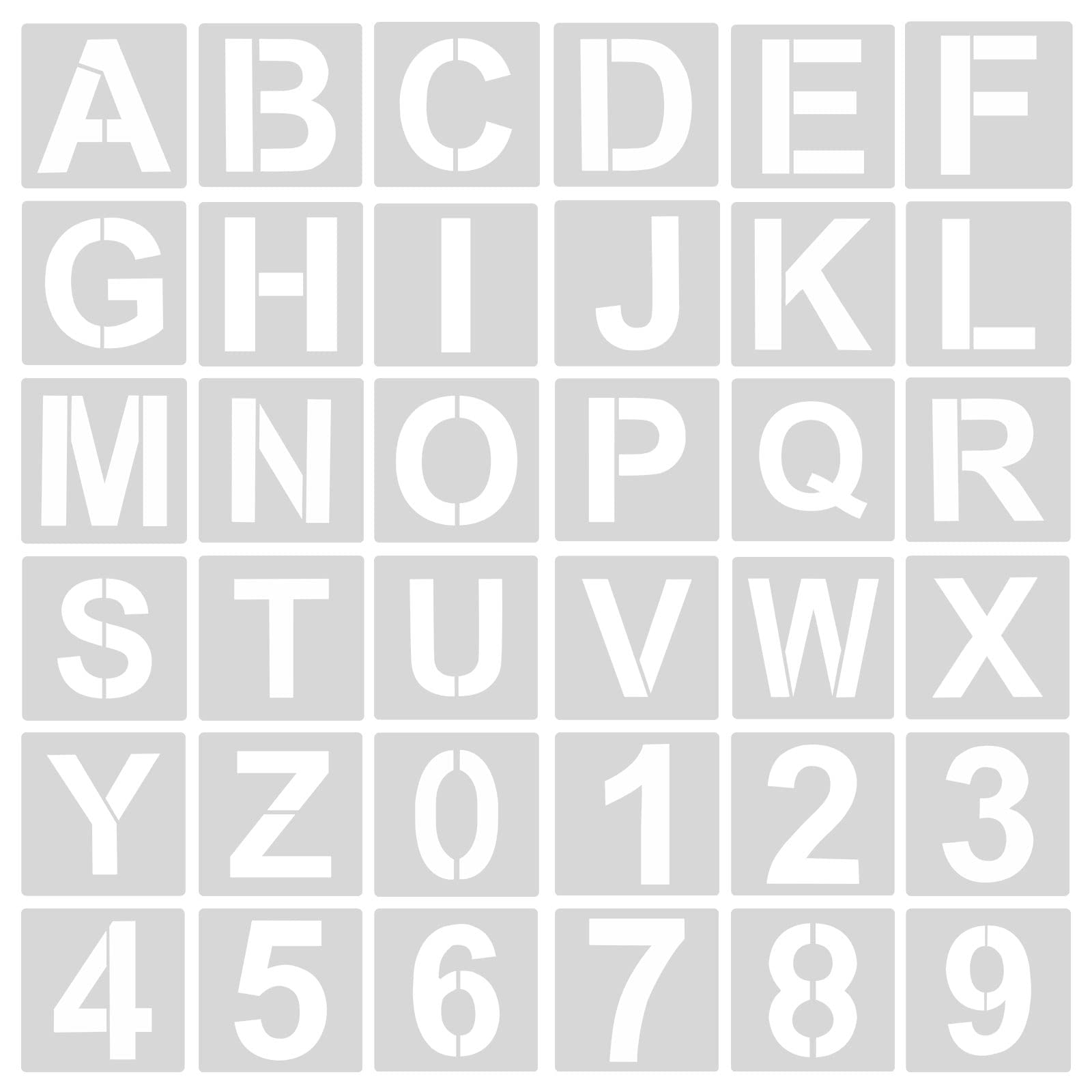 AIEX 36pcs Letter and Number Stencils, 2 Inch Reusable Plastic Alphabet and Number Template for Wood Sign, Cake Painting, Art Projects, and Decoration