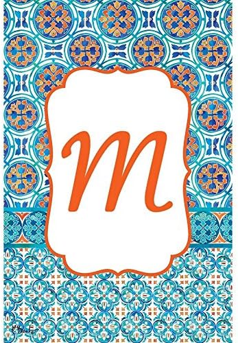 COCOBE quot; Moroccan Tile quot; - Letter M - Embroidered Monogram - Garden Size, 12 Inch X 18 Inch, Decorative Double Sided Flag - Copyright, Licensed, Trademarked by Inc.