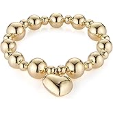 HZMAN Gold-Plated Brass Stretch Bracelet One-Size-Fits-All Wrist Bead Accents Beach & Daily Wear Lightweight & Hypoallergenic Jewelry Gift for Women