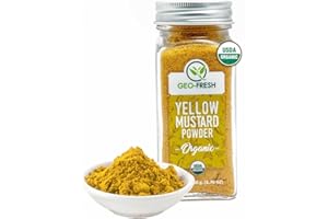 Geo-Fresh Organic Yellow Mustard Powder 1.76 oz - Dry Mustard Powder for Cooking - Ground Yellow Mustard Seed - Stone Ground Mustard - USDA Certified Organic, Non-GMO, Gluten-Free