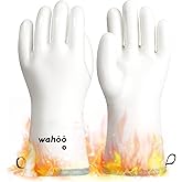 LANON Protection Wahoo Liquid Silicone Smoker Oven Gloves, Food-Contact Grade, Heat Resistant Gloves for Cooking, Grilling, Baking, White, L/9