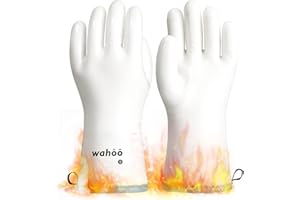 LANON Protection Wahoo Liquid Silicone Smoker Oven Gloves, Food-Contact Grade, Heat Resistant Gloves for Cooking, Grilling, Baking, White, L/9