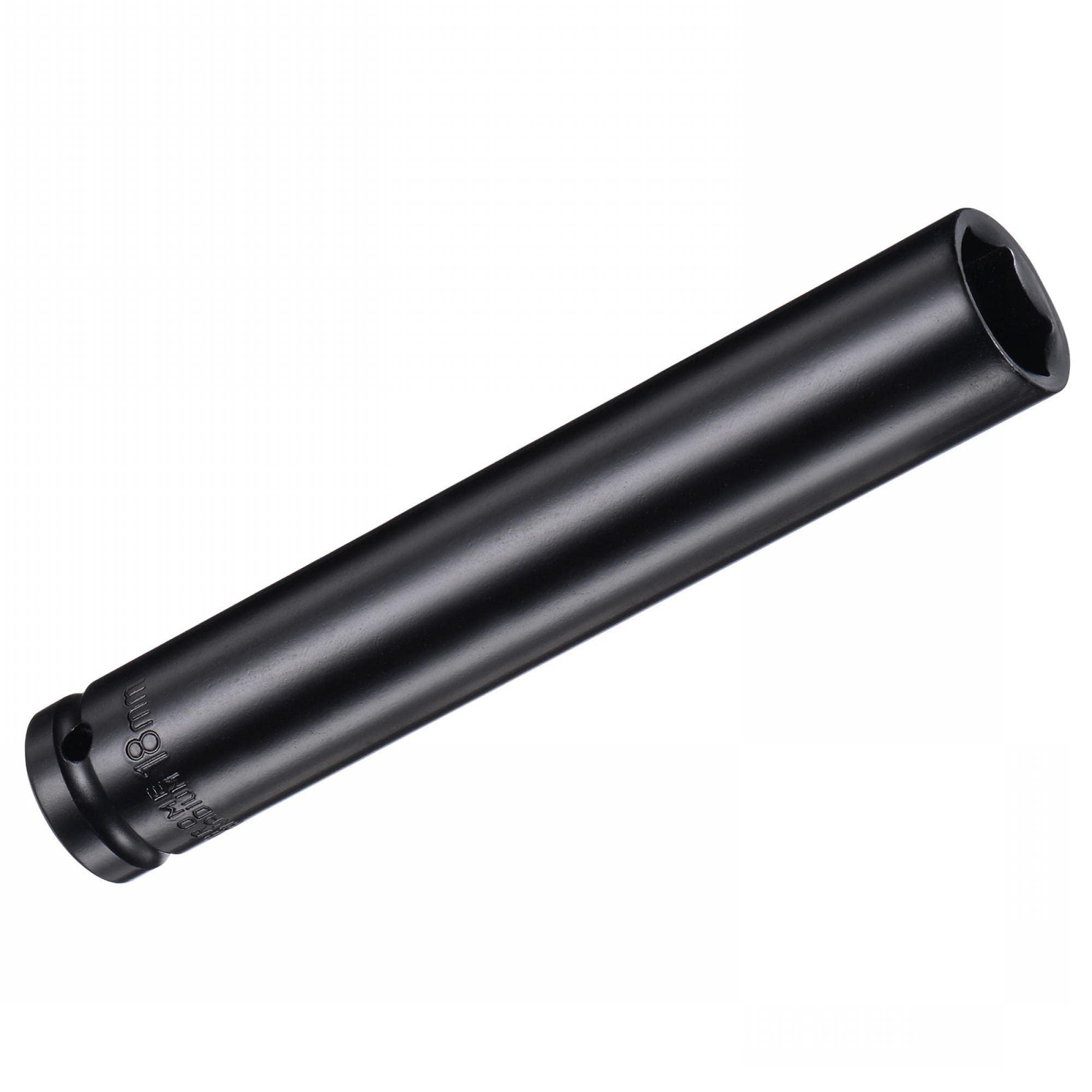 Unifizz 2Pcs 1/2 Inch Drive - 18mm Deep Impact Socket with 6 Point Design, Heat-Treated Cr-V Steel 150mm Length, Metric Sizes
