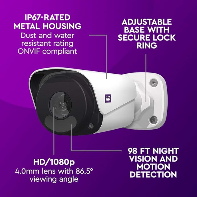 WD 西部数据 ReadyView 监控系统 4个1080P全高清摄像机+2TB紫盘 4折9.99 海淘转运到手约¥1887