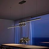 HUASHARE Modern Black Linear Pendant Lights Kitchen Island Lighting Minimalist Led Chandeliers Pool Table Light Dimmable Ceil