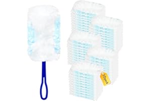 NIXOOT 50 Count 180 Duster Refills for Swiffer Feather Duster, Multi-Surface Duster Refills for Swiffer 180 Dusters, Microfibre Ceiling Fan Duster Refills for Swiffer Dusters, 50 Pcs with 1Pcs Handle