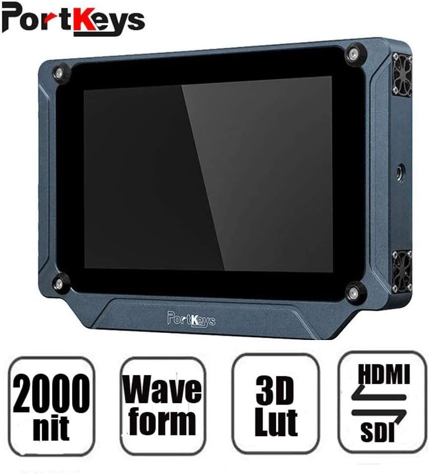 PortKeys BM7 Camera Monitor 7” 2000nit HDMI/3G-SDI Full HD On-Camera Field Monitor with 3D LUT and HDR Preview,Video Monitor for Sony A6500,A7 Canon 5D,1DX Mark Series Nikon D3500,Panasonic GH4（Black）