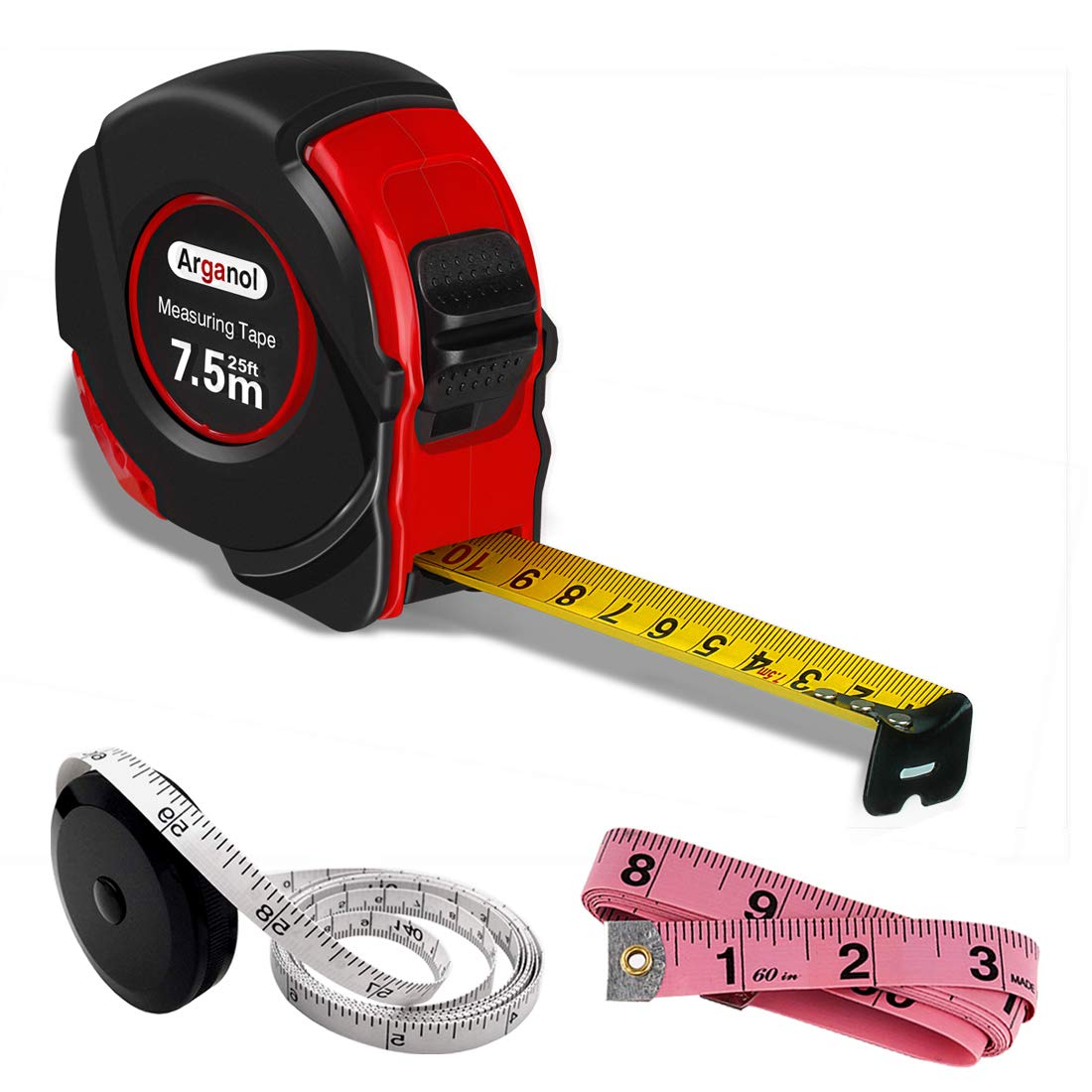 Tape Measure Retractable Metric Measuring Tape for Body 25 ft Tape Rule Soft Sewing Tape Measure Self Lock Measuring Tools with Fractions for Tailor Engineers Carpenter Fabric Cloth