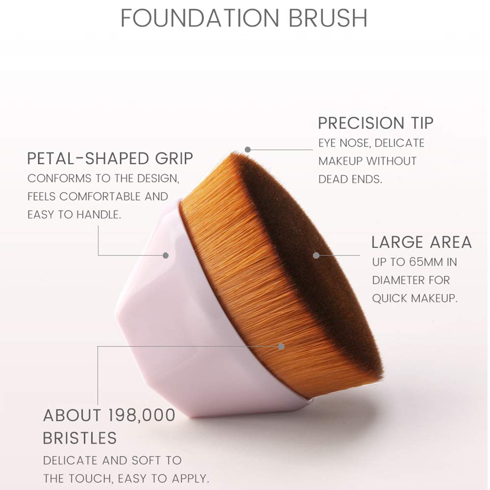 Tenmon Petal-Shaped Foundation Brush, Foundation Makeup Brush, Suitable for Mixed Liquid, Cream or Flawless Powder Cosmetics, Multifunctional Makeup Brush(Pink): Beauty