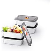 fecoqi 4 PCS Stainless Steel Food Storage Containers(33oz) with Lids Leak Proof & Airtight | Stainless steel freezer Containers,Airtight Bento Lunch Box,For Meal Prep,Fruit,Snack,Freezer