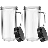 2 Pack Magic Bullet Blender Cups Tall 22oz Cup with Flip Top To-Go Lid Replacement Part Cup Mug with Handle Compatible with 250w MB1001 Magic Bullet Mugs &amp; Cups Blender Milk Juicer Mixer Accessories