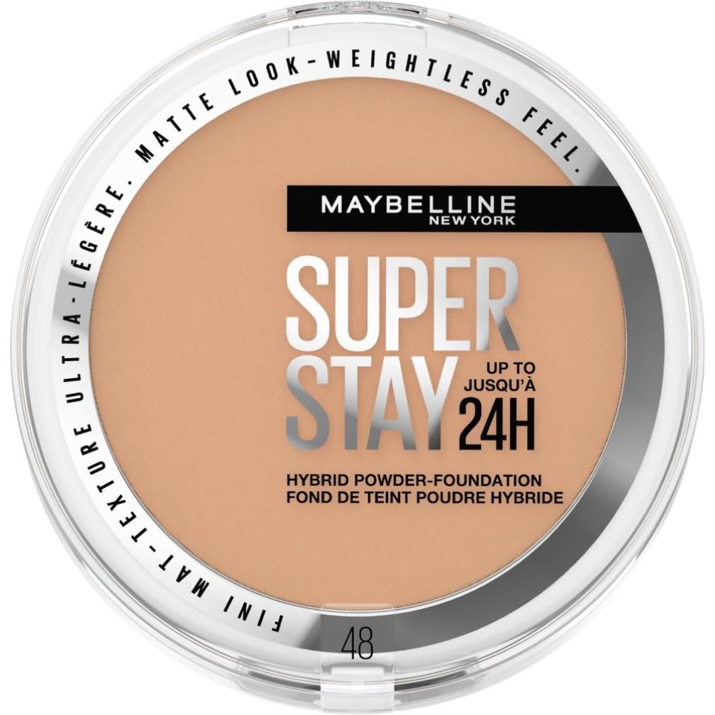 Maybelline Powder Foundation, Long-lasting 24H Wear, Medium to Full Coverage, Transfer, Water & Sweat Resistant, SuperStay 24H Hybrid Powder Foundation, 48 — image 1