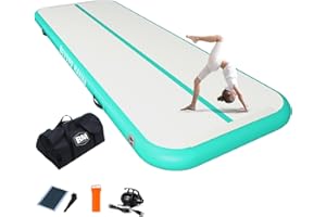 BEYOND MARINA Air Gymnastics Tumble Track 4/8 inches Thickness Inflatable Tumbling 10ft/13ft/16ft/20ft Air Mats for Home Use Training/Cheerleading/Yoga/Water with Electric Pump