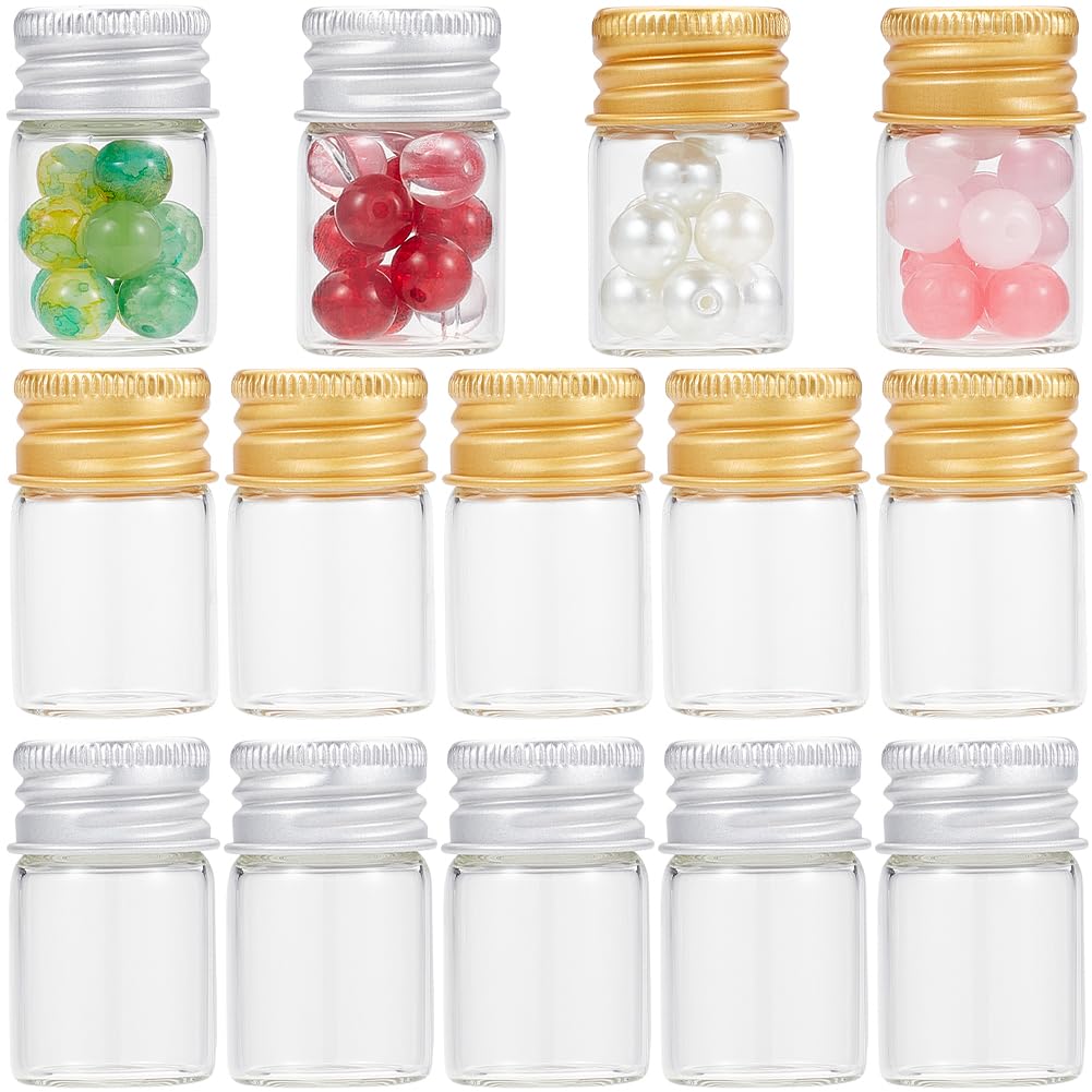 SUNNYCLUE 40Pcs Clear Glass Vials 6ml Small Glass Vials Mini Bottles Mini Glass Bottles with Screw Aluminum Metal Cap Tiny Glass Vial Jars Empty Small Bottles for Wedding Favors Art Crafts DIY Decor