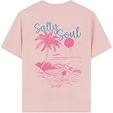 QJQ Girl's Graphic T Shirts Cute Short Sleeve Crewneck Tees Summer Tropical Trendy Preppy Tops Clothes